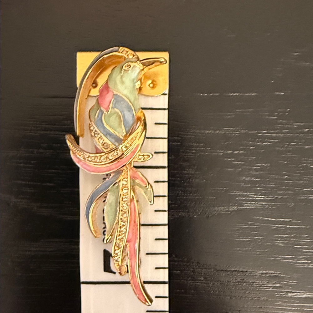 vintage Plainville Stock Co. Tropical Bird enameled brooch - Picture 5 of 6